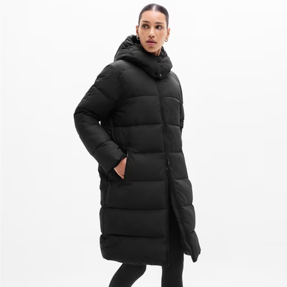 Athleta Women's Black Hooded Puffer Jacket